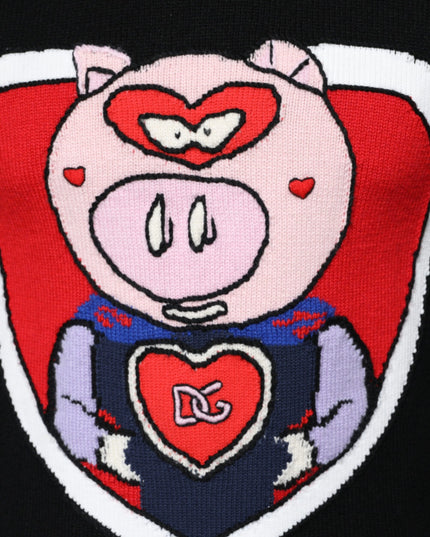 Dolce & Gabbana Black Cashmere Pig of the Year Pullover Sweater