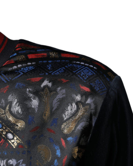 Dolce & Gabbana Multicolor Jacquard Crew Neck Sweatshirt Sweater