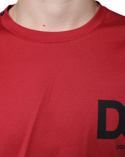 Dolce & Gabbana Red Cotton DG Logo Print Crew Neck T-shirt