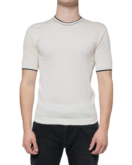 Dolce & Gabbana Off White Cashmere Short Sleeves T-shirt