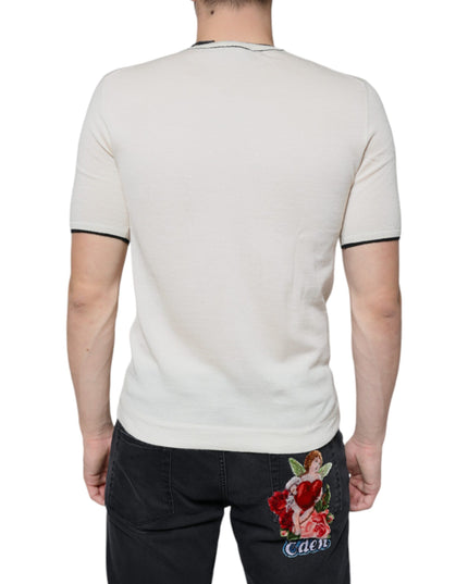 Dolce & Gabbana Off White Cashmere Short Sleeves T-shirt