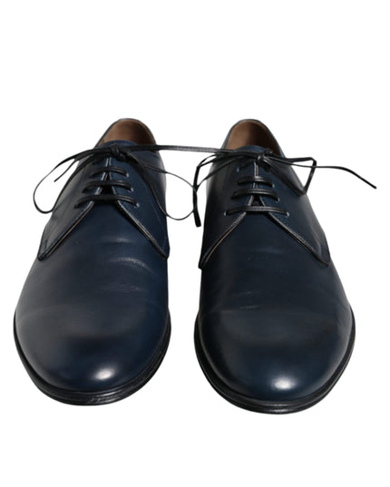 Dolce & Gabbana Navy Blue Leather Derby Dress Formal Shoes