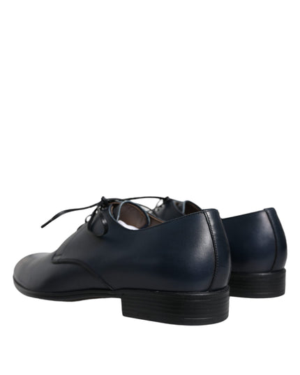 Dolce & Gabbana Navy Blue Leather Derby Dress Formal Shoes