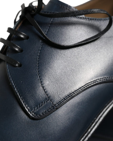 Dolce & Gabbana Navy Blue Leather Derby Dress Formal Shoes