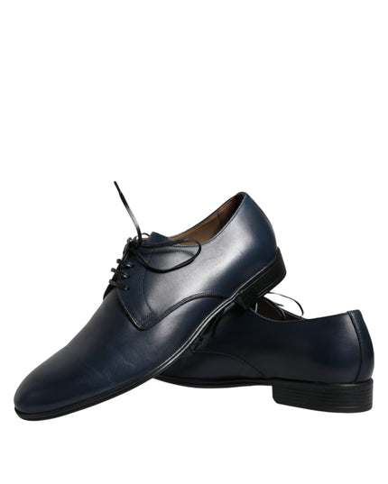 Dolce & Gabbana Navy Blue Leather Derby Dress Formal Shoes