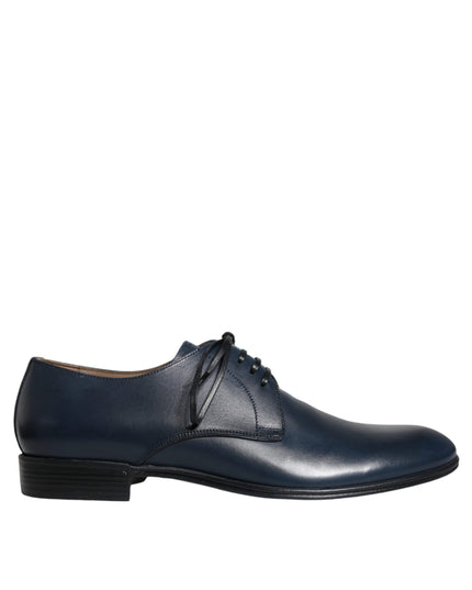 Dolce & Gabbana Navy Blue Leather Derby Dress Formal Shoes