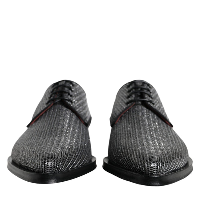 Dolce & Gabbana Silver Polyurethane Derby Formal Dress Shoes