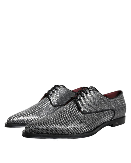 Dolce & Gabbana Silver Polyurethane Derby Formal Dress Shoes