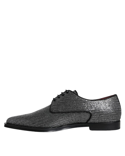Dolce & Gabbana Silver Polyurethane Derby Formal Dress Shoes