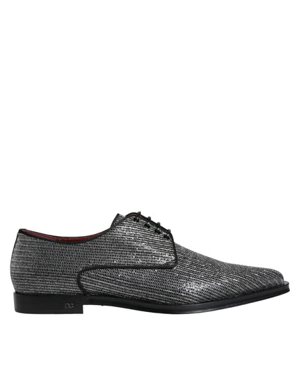 Dolce & Gabbana Silver Polyurethane Derby Formal Dress Shoes