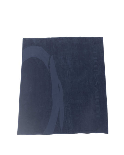 Trussardi Beachwear Blue Cotton Beach Towel