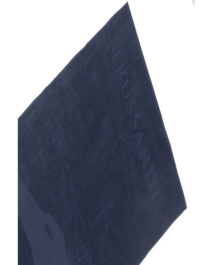 Trussardi Beachwear Blue Cotton Beach Towel