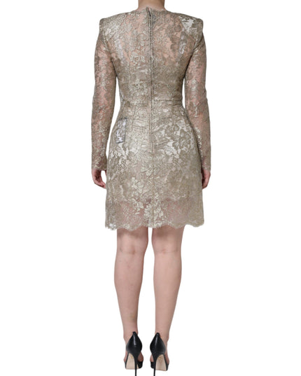 Dolce & Gabbana Gold Floral Lace A-line Sheath Mini Dress