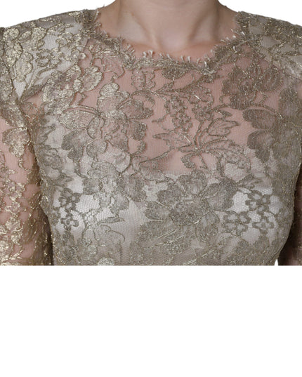 Dolce & Gabbana Gold Floral Lace A-line Sheath Mini Dress