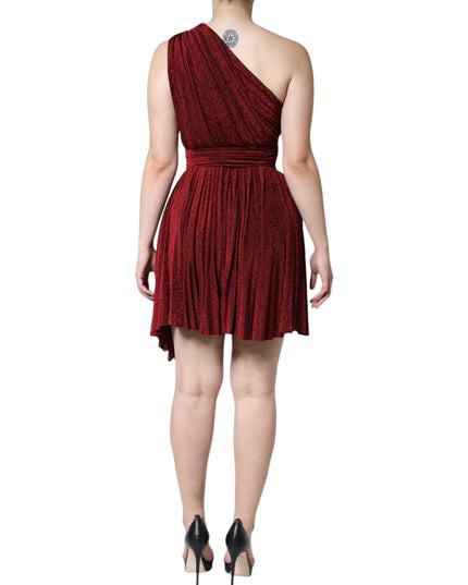 Dolce & Gabbana Red One Shoulder Pleated A-line Mini Dress