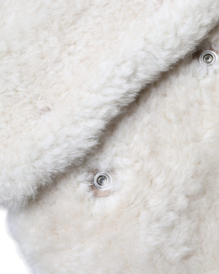 Burberry White WARRENFORD Shearling Leather Vest Coat Jacket