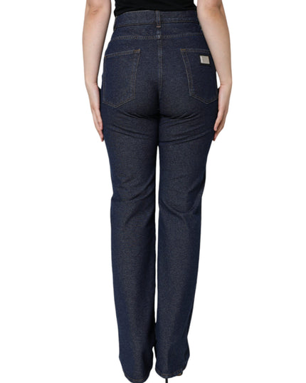 Dolce & Gabbana Dark Blue Cotton Stretch Straight Denim Jeans