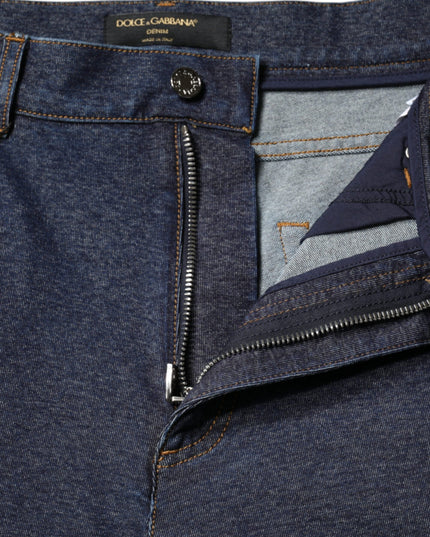 Dolce & Gabbana Dark Blue Cotton Stretch Straight Denim Jeans