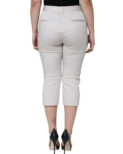 Dolce & Gabbana White Cotton Mid Waist Cropped Skinny Pants