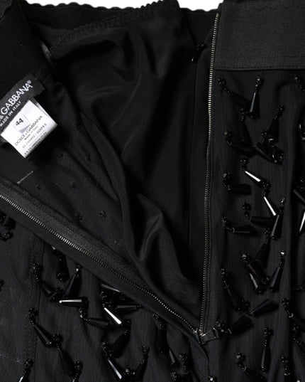 Dolce & Gabbana Black Embellished Pencil Cut Midi Skirt