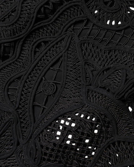 Dolce & Gabbana Black Floral Lace HighWaist Pencil Cut Skirt