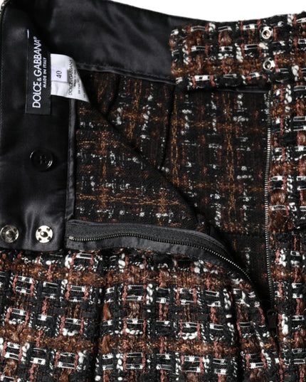 Dolce & Gabbana Multicolor High Waist Tartan Tweed A-line Mini Skirt