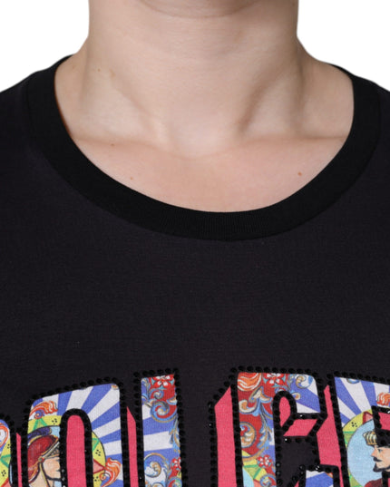 Dolce & Gabbana Black Cotton Logo Print Round Neck T-shirt