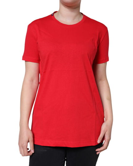 Dolce & Gabbana Red Cotton Crew Neck Short Sleeve Tee T-shirt