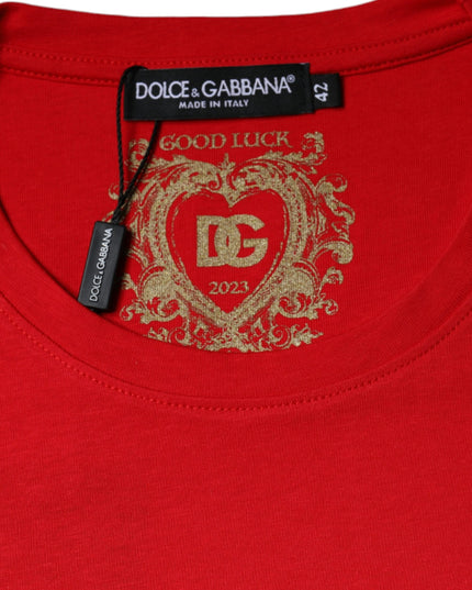 Dolce & Gabbana Red Cotton Crew Neck Short Sleeve Tee T-shirt