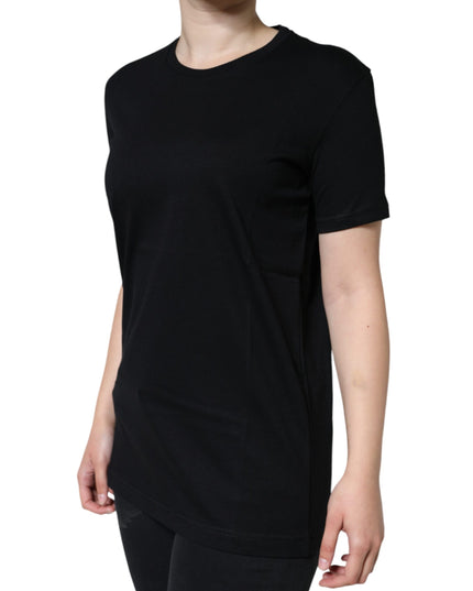 Dolce & Gabbana Black Cotton Crew Neck Short Sleeve T-shirt