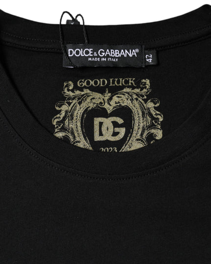 Dolce & Gabbana Black Cotton Crew Neck Short Sleeve T-shirt