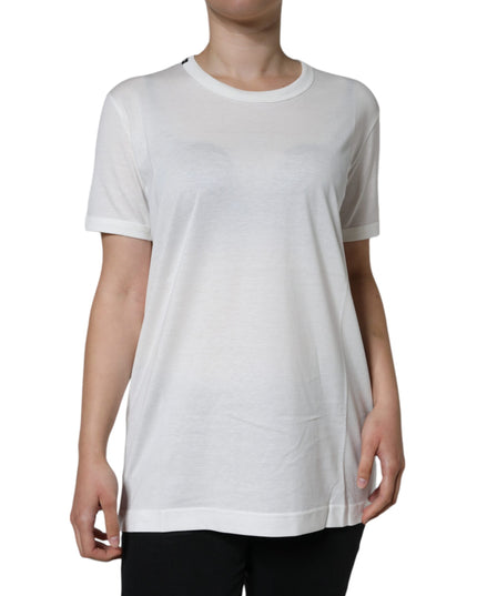 Dolce & Gabbana White Cotton Crew Neck Short Sleeve T-shirt