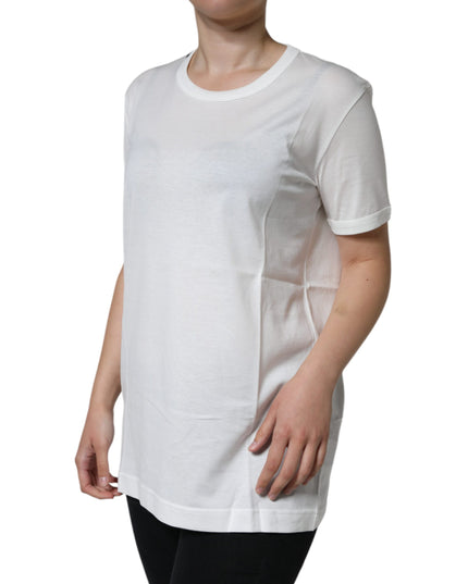Dolce & Gabbana White Cotton Crew Neck Short Sleeve T-shirt