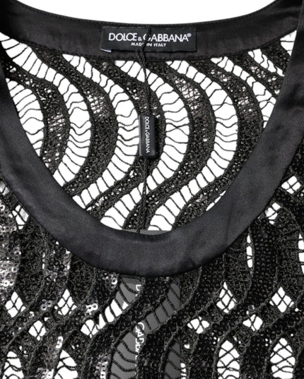 Dolce & Gabbana Black Sequin Sleeveless Tank Blouse Top