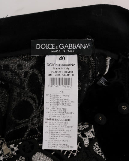 Dolce & Gabbana Floral Macramé Lace Crystal Button Skirt