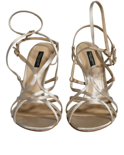 Dolce & Gabbana Beige Leather Stiletto Heels Sandals Shoes