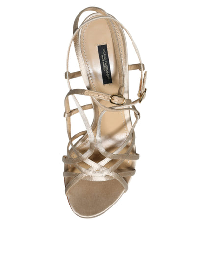 Dolce & Gabbana Beige Leather Stiletto Heels Sandals Shoes