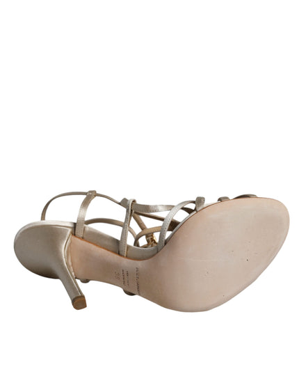 Dolce & Gabbana Beige Leather Stiletto Heels Sandals Shoes