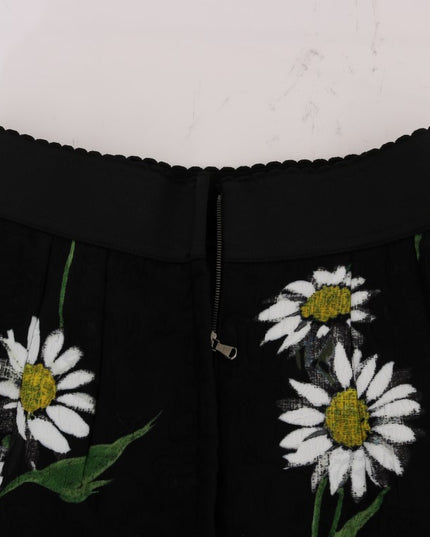 Dolce & Gabbana Black Embellished Daisy Brocade Skirt