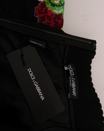 Dolce & Gabbana Black Embellished Daisy Brocade Skirt