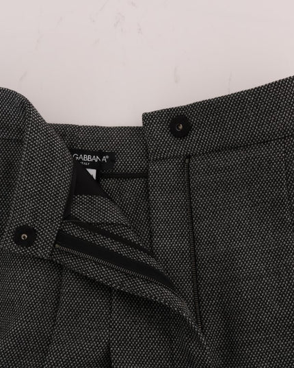 Dolce & Gabbana Gray Wool High Waist Mini Shorts
