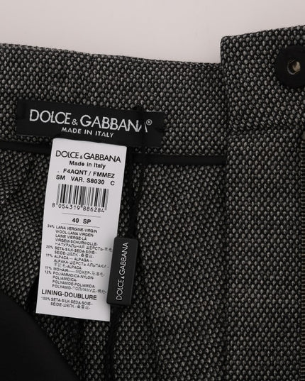 Dolce & Gabbana Gray Wool High Waist Mini Shorts
