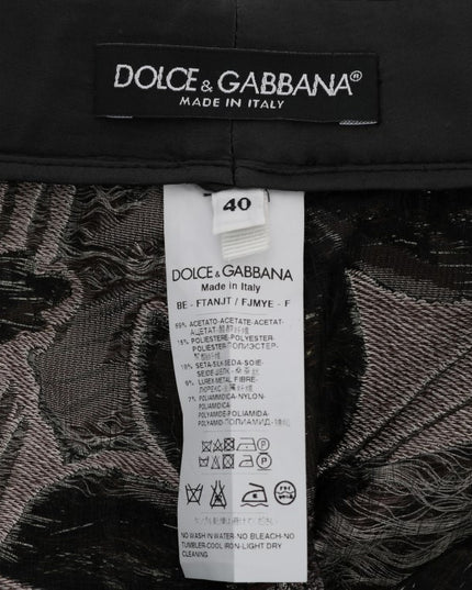 Dolce & Gabbana Gray Floral Brocade High Waist Shorts