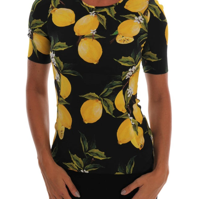 Dolce & Gabbana Multicolor Lemon Silk Stretch T-Shirt