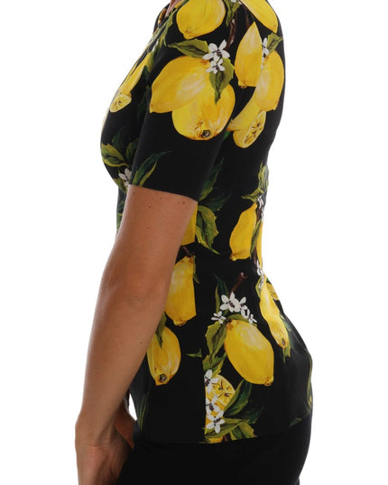 Dolce & Gabbana Multicolor Lemon Silk Stretch T-Shirt