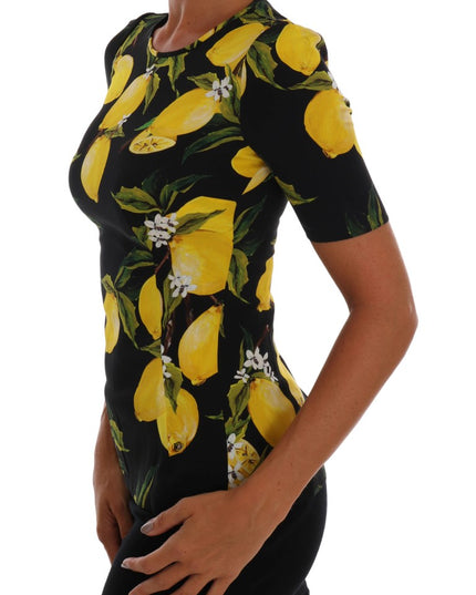 Dolce & Gabbana Multicolor Lemon Silk Stretch T-Shirt