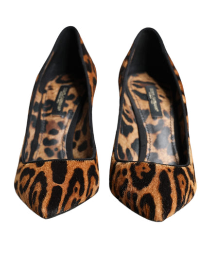 Dolce & Gabbana Brown Leopard Calf Hair Heels Pumps Shoes