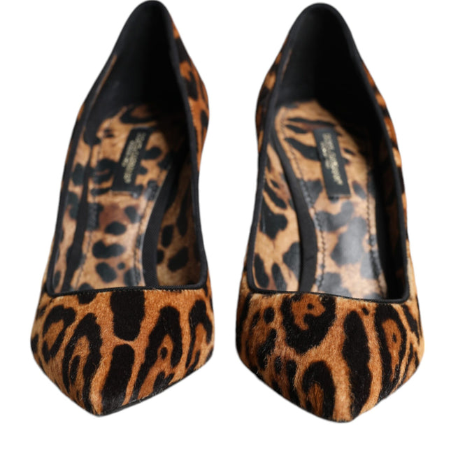 Dolce & Gabbana Brown Leopard Calf Hair Heels Pumps Shoes