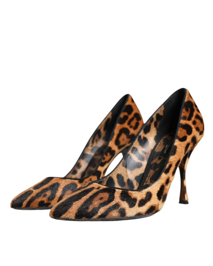 Dolce & Gabbana Brown Leopard Calf Hair Heels Pumps Shoes