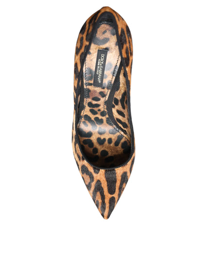 Dolce & Gabbana Brown Leopard Calf Hair Heels Pumps Shoes